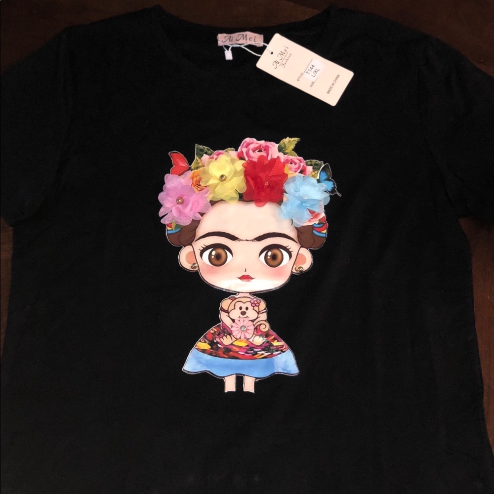 Black Shirt with Frida Kahlo